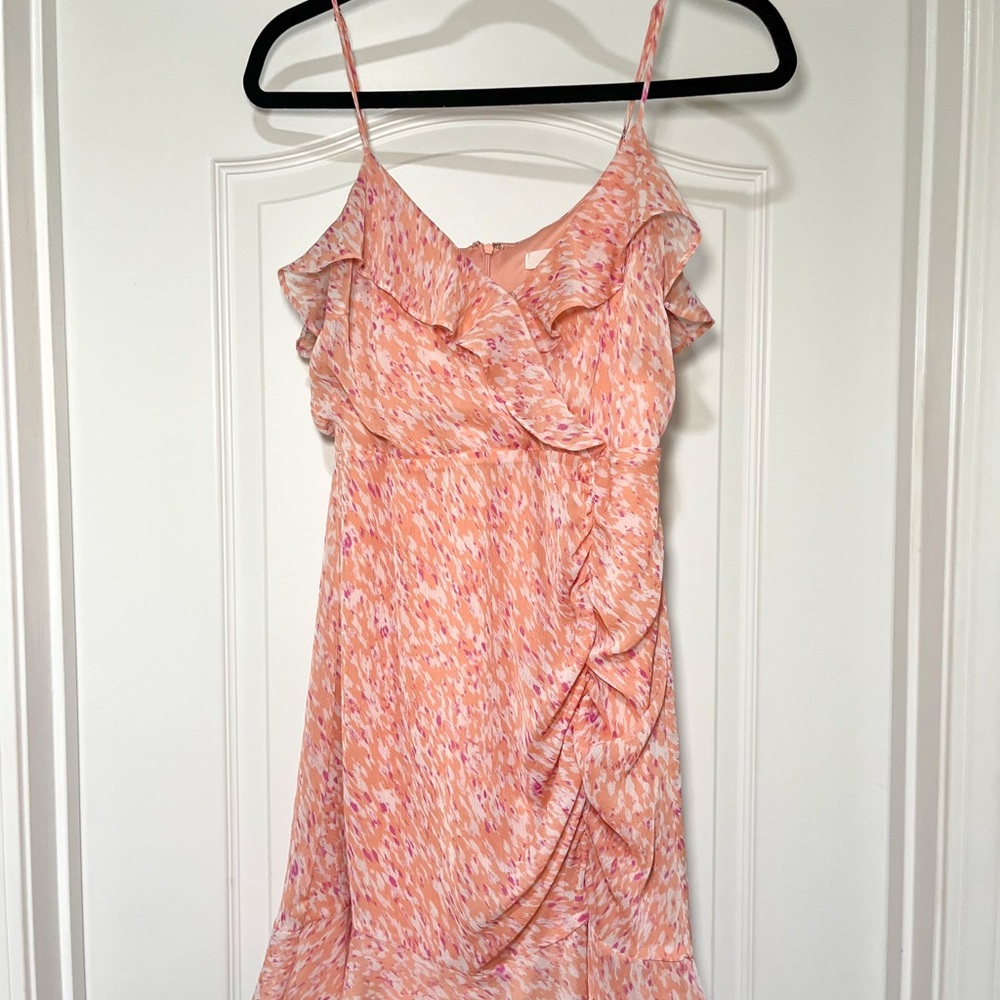 Lush Pink Ruffled Mini Sundress for Wedding Guest